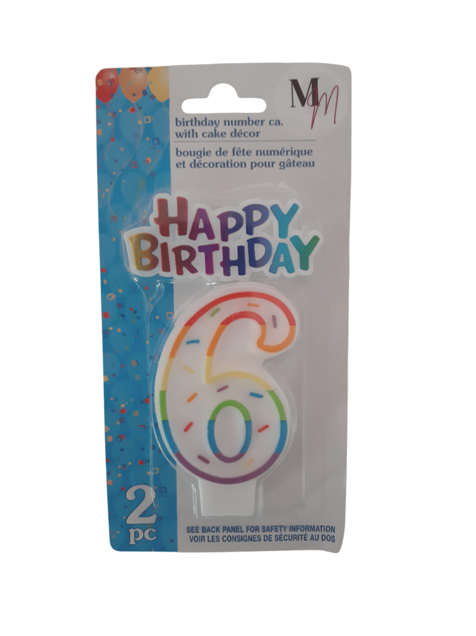 Number 6 (Six) Birthday Candle, Single Number Candle 2.5 inches x 2 inches Birthday Cake Candle