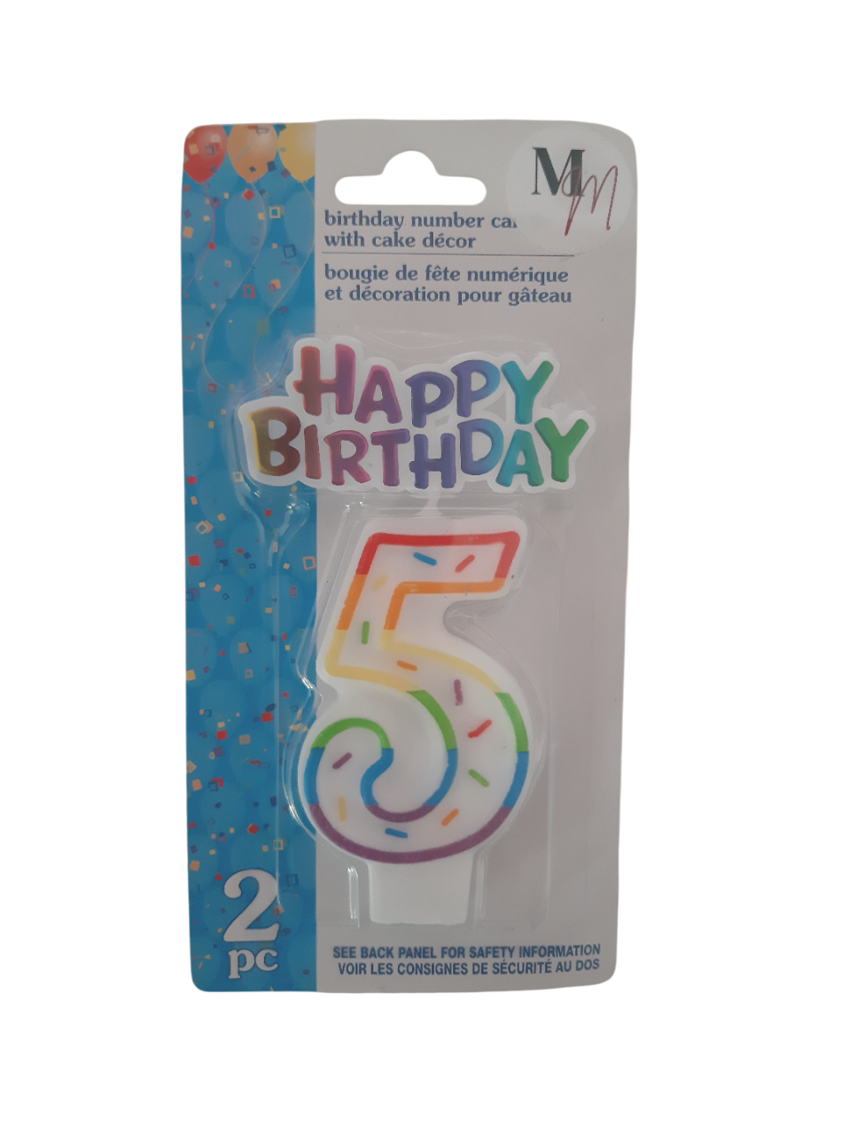 Number 5 (Five) Birthday Candle, Single Number Candle 2.5 inches x 2 inches Birthday Cake Candle