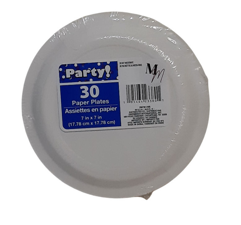Green Party Paper Plates, 7 Inch Round, Pack of 30 Disposable Party Plates, Cake Plates, Birthday Party Supplies