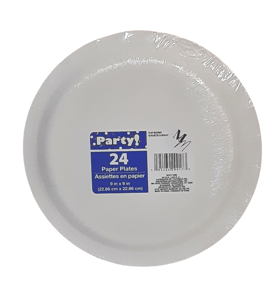 Red Party Paper Plates, 9 Inch Round, Pack of 24 Disposable Party Plates, Cake Plates, Birthday Party Supplies