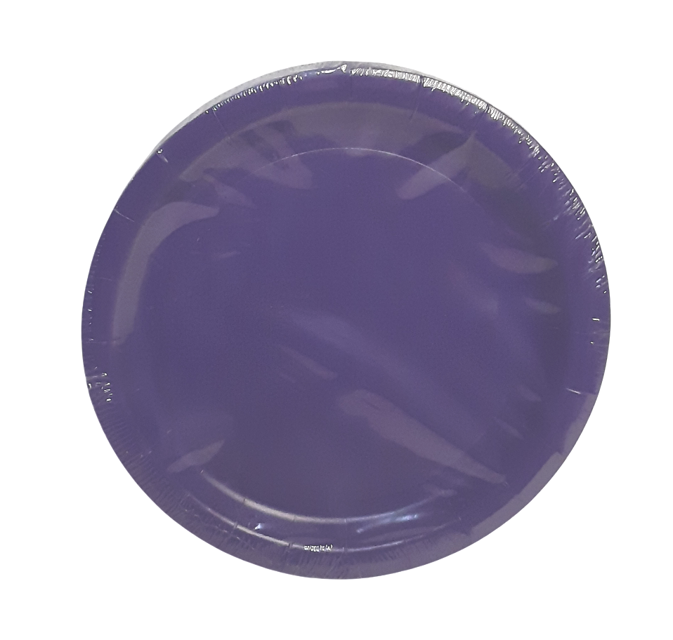 Purple Party Paper Plates, 9 Inch Round, Pack of 24 Disposable Party Plates, Cake Plates, Birthday Party Supplies