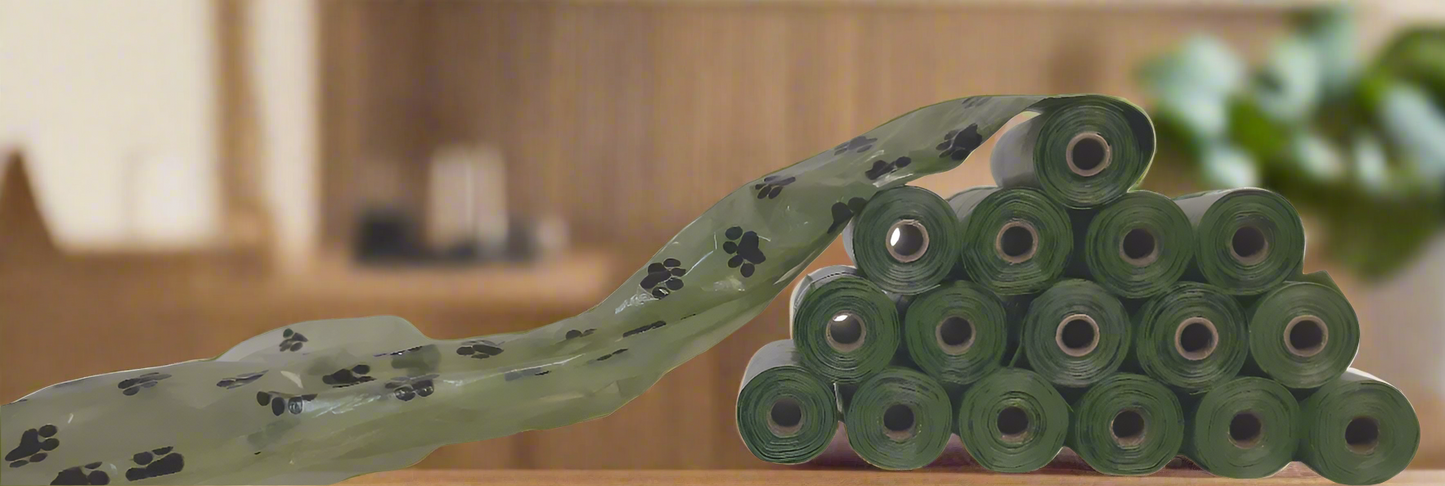 Green Poop / Waste Bags, 240 count ( 16 Rolls of 15 bags each )