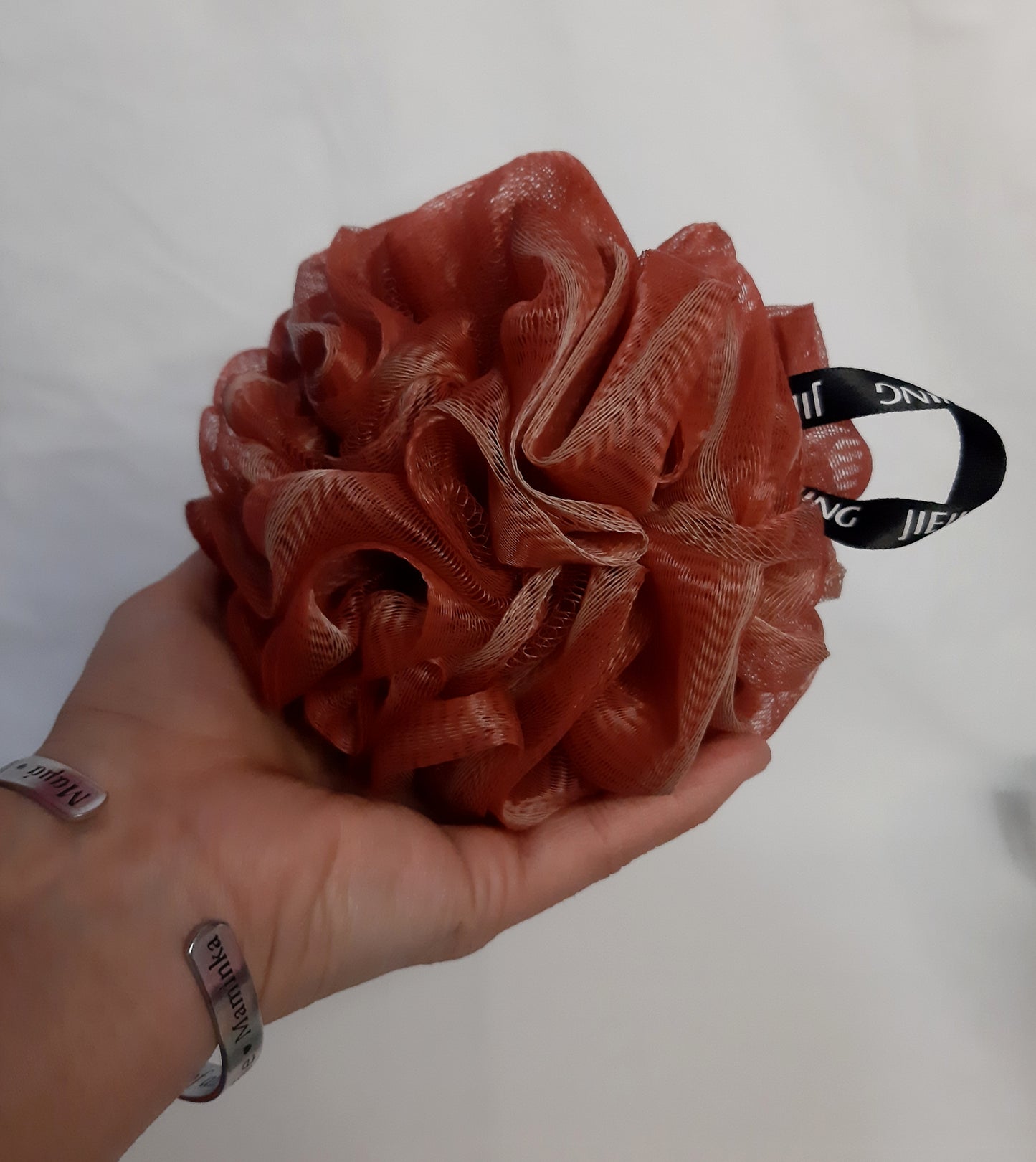 Luxurious Bath Sponge Pouf in Wine, Body Scrubber, Bathing Accessories, Nylon Pouf