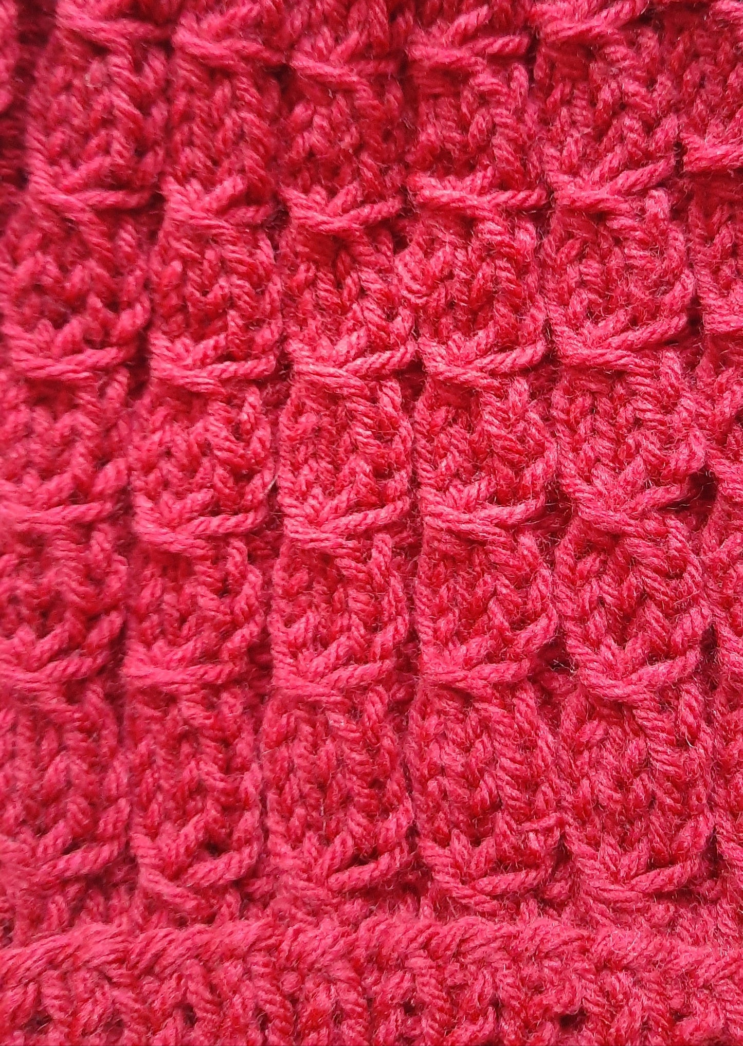 Handmade Knitted Slouchy Hat with Twists Design, Burgundy