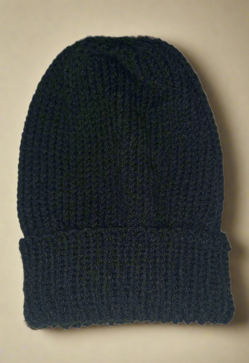 Handmade Knitted Slouchy Hat, Black Slouchy Hat