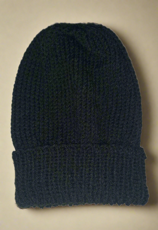 Handmade Knitted Slouchy Hat, Black Slouchy Hat