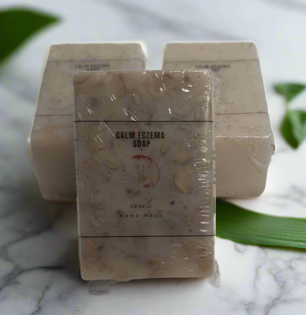 Calm Soap (Colloidal Oatmeal, Honey, Chamomile & Shea) Eczema, Handmade Soap Bar