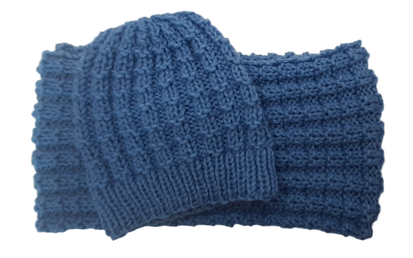 Handmade Knit Scarf and Hat set in Daffodil Blue, Unisex