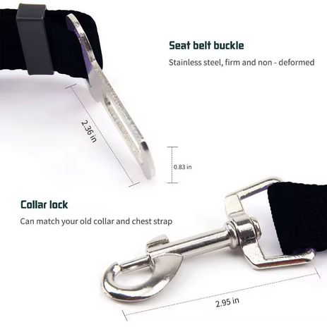ORANGE Adjustable Dog Seat Belt, Car Seat Belt for Dog, Harness Lead Clip, Safety Belt Dog Clip