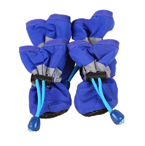 4pc Set of BLUE Dog Shoes, Winter Boots for Dogs, Puppy Dog Booties, Paw Covers