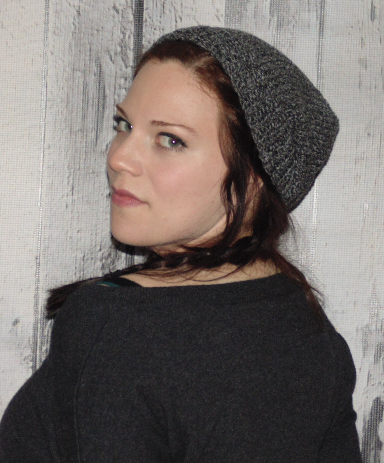 Grey Hat, Slouchy Hat, Unisex Hat, Slouchy Handmade Knit Hat