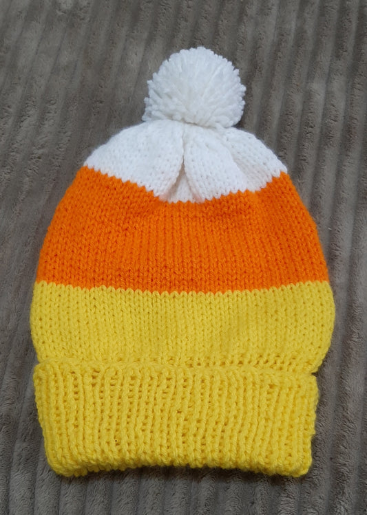 CandyCorn Knit Slouchy Hat, Orange, White and Yellow Hat, Halloween Hat