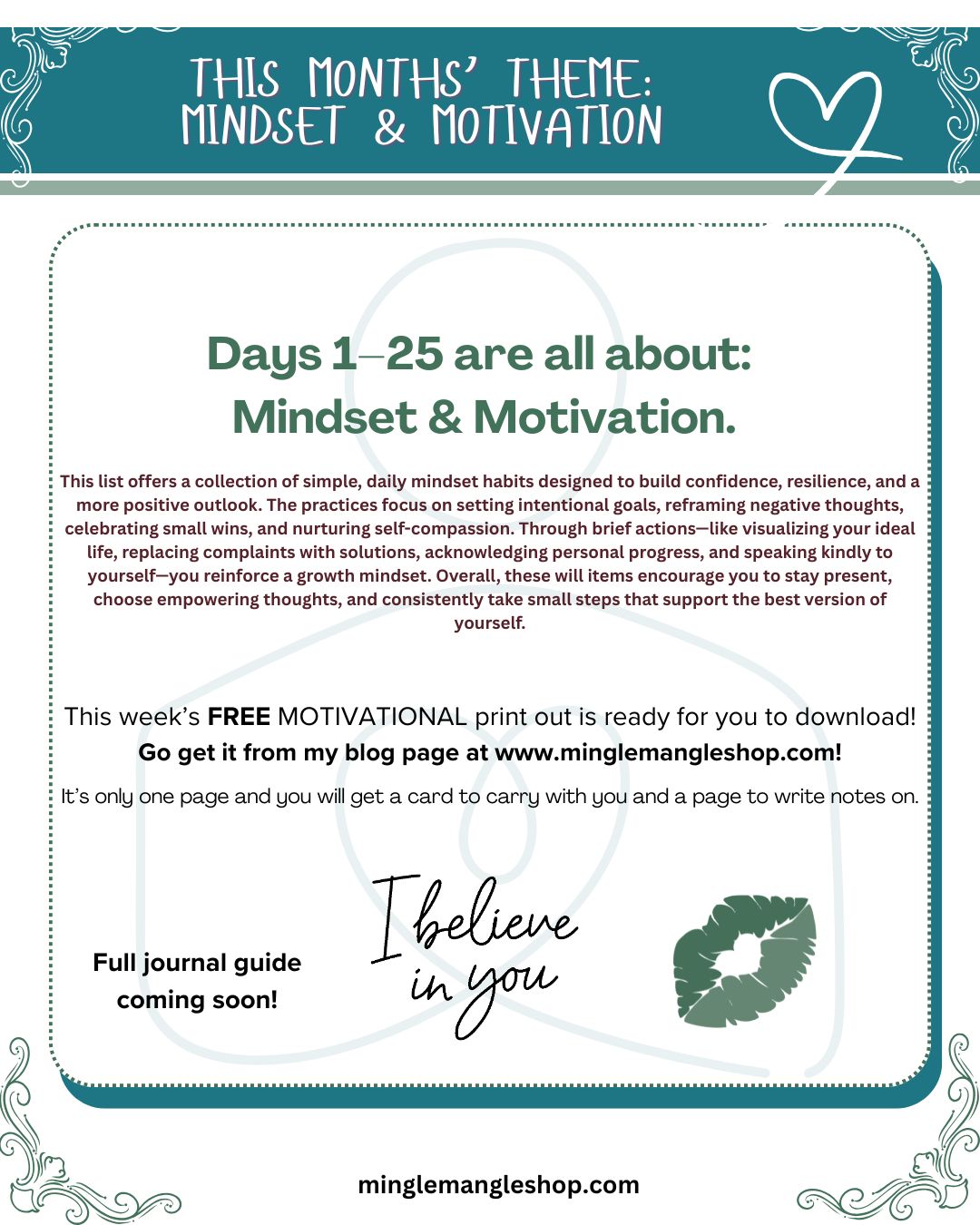 Motivational Year 2026 Week 1 Print Out Cards
