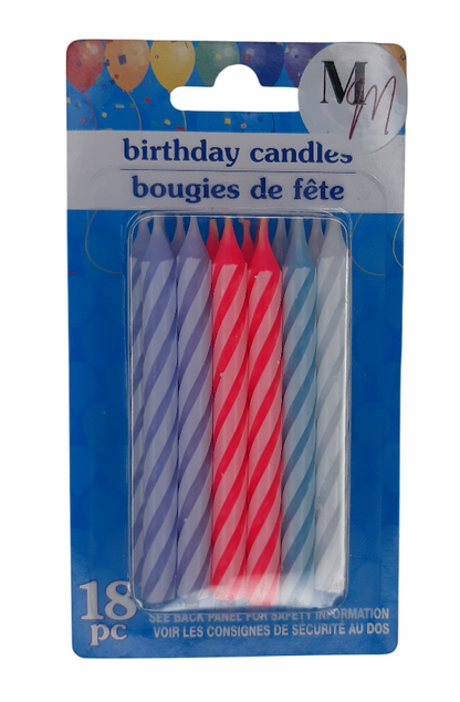 Birthday Candles, Multicolored Spiral Candles, (18) Count Birthday Cake Candles, Celebration Candles