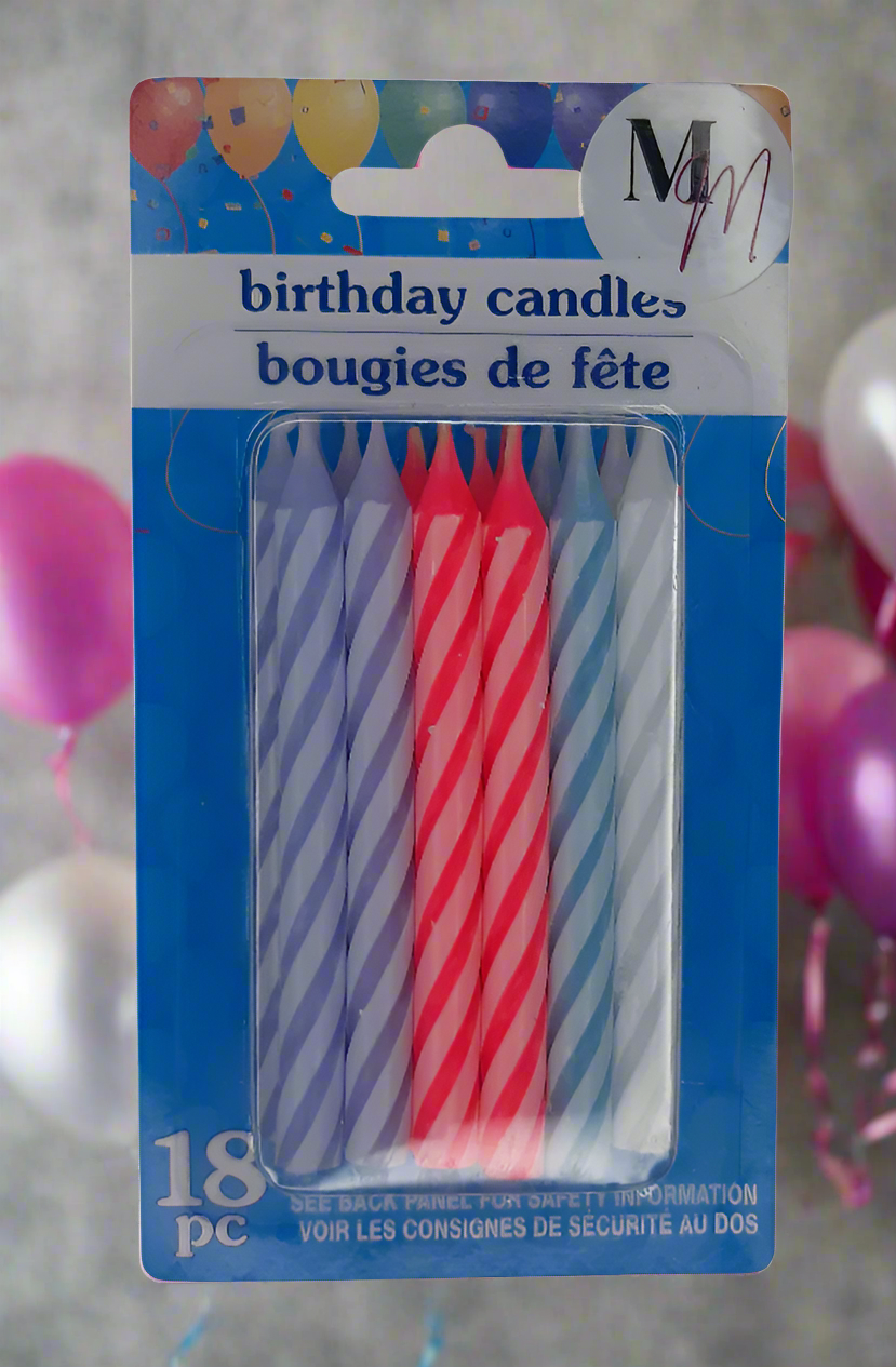 Birthday Candles, Multicolored Spiral Candles, (18) Count Birthday Cake Candles, Celebration Candles