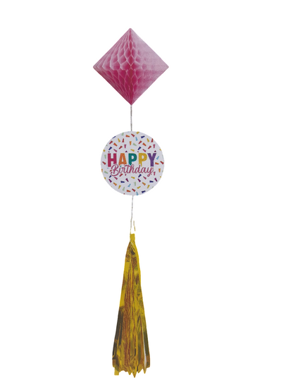 Happy Birthday Hanging Decoration, Tinsel Fringe Happy Birthday, Happy Birthday Hanging Sign