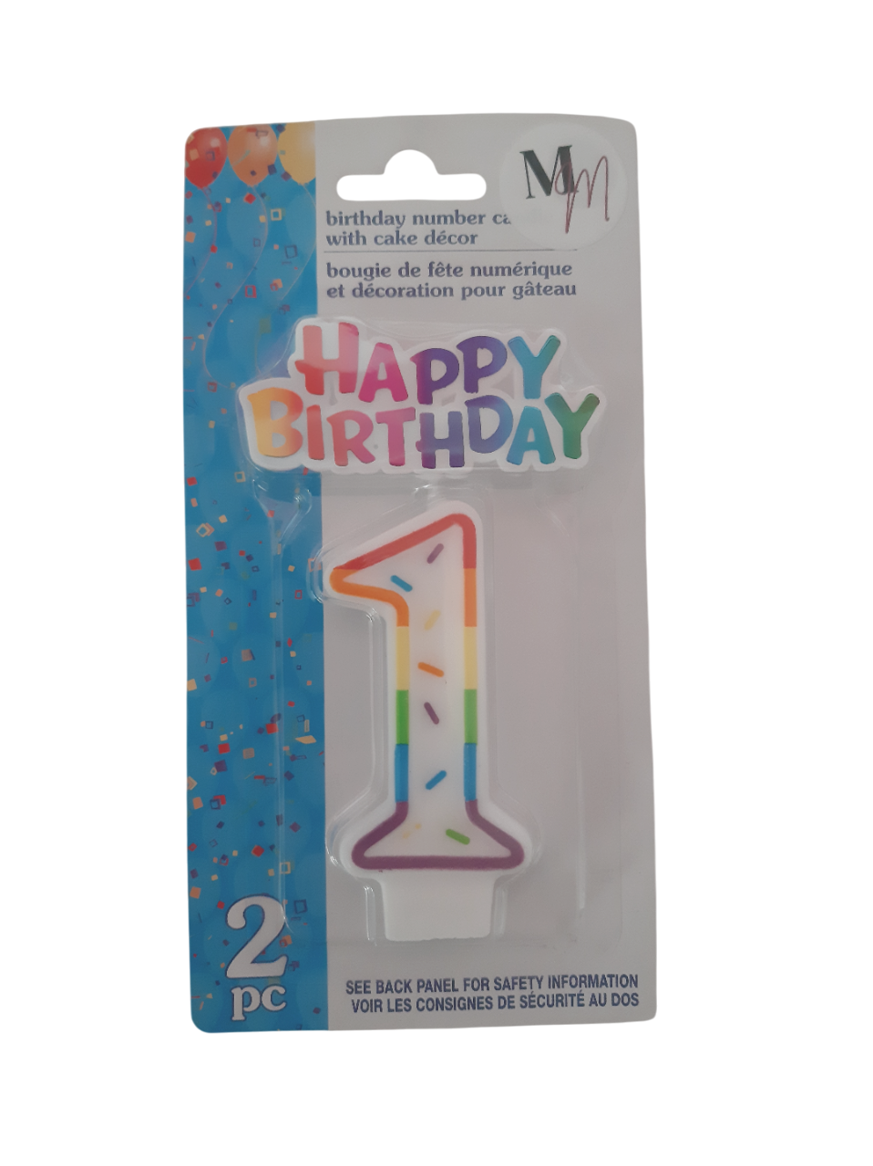 Number 1 (One) Birthday Candle,  Single Number Candle 2.5 inches x 2 inches Birthday Cake Candle