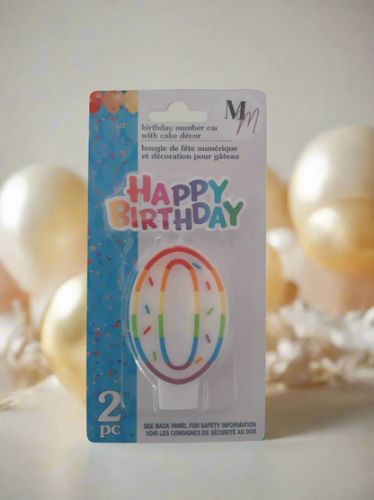 Number 0 (Zero) Birthday Candle, Single Number Candle, 2.5 inches x 2 inches Birthday Cake Candle