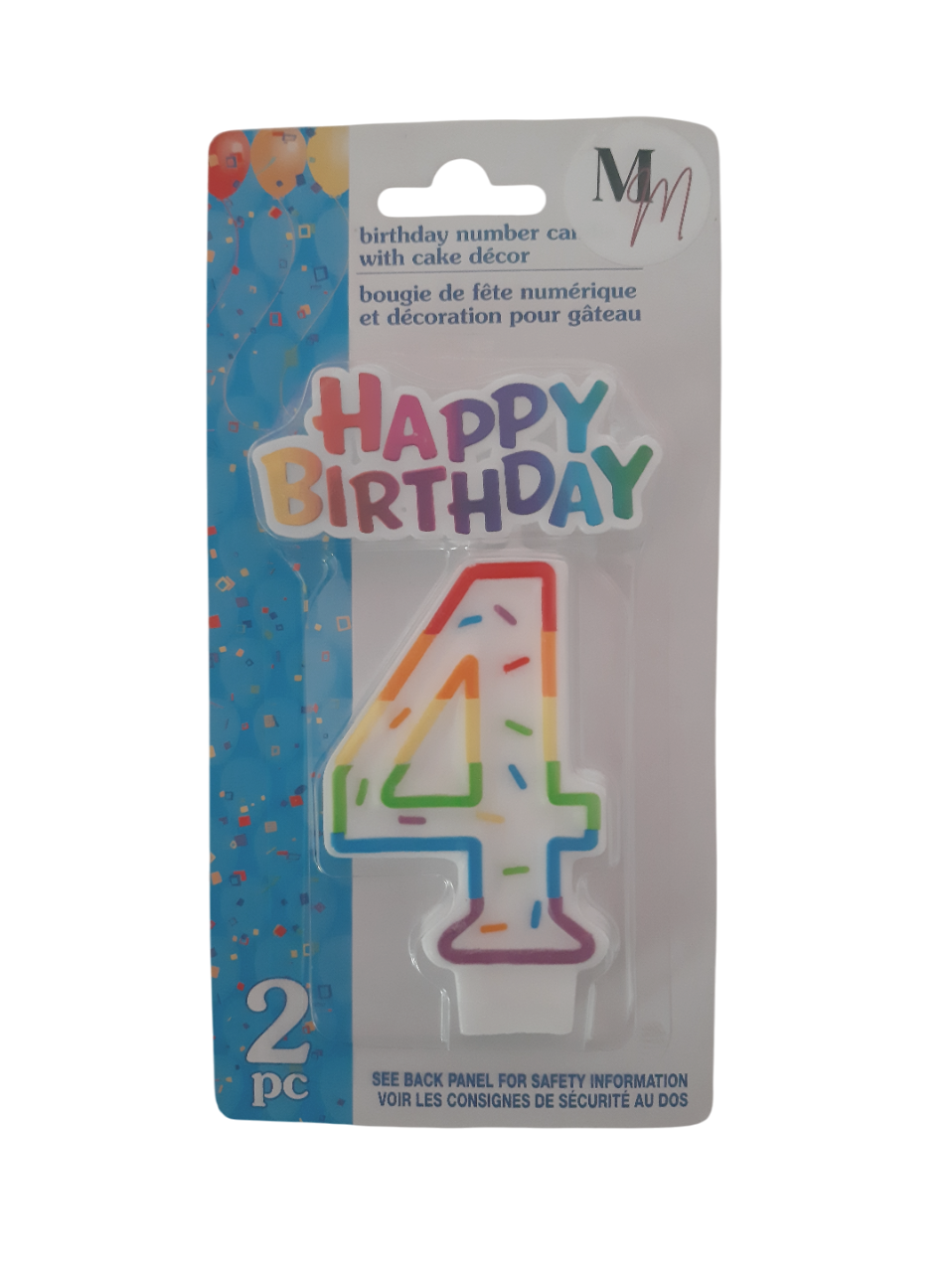 Number 4 (Four) Birthday Candle, Single Number Candle 2.5 inches x 2 inches Birthday Cake Candle