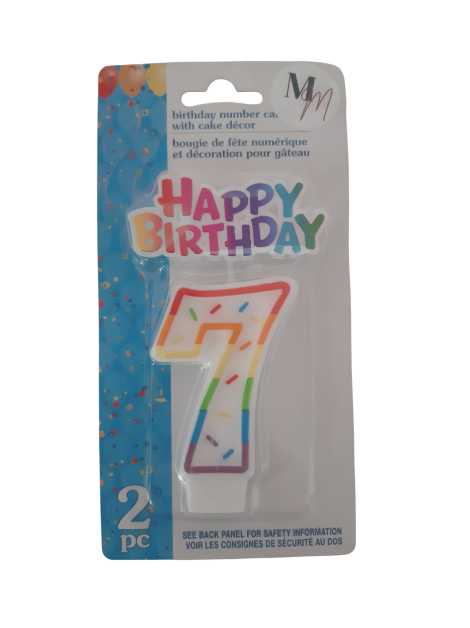 Number 7 (Seven) Birthday Candle,  Single Number Candle 2.5 inches x 2 inches Birthday Cake Candle