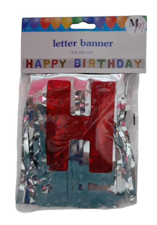 Happy Birthday Banner, Birthday Garland, Happy Birthday Wall Decoration, Tinsel Fringe Happy Birthday