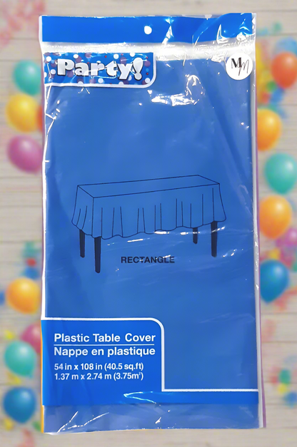 Blue Plastic Tablecloth 54 x 108 Inch, Disposable Table Cloth, Rectangle Party Table Cover