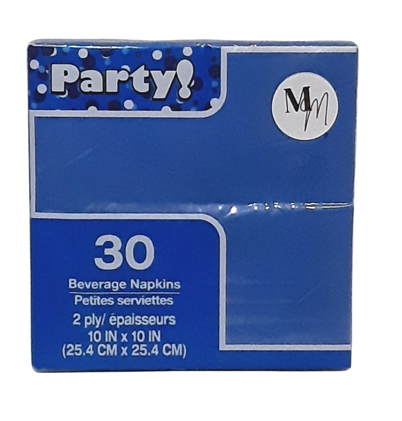 Blue Party Napkins, Small Napkins, Birthday Napkins, 10 Inches x 10 inches Square