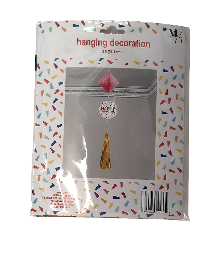 Happy Birthday Hanging Decoration, Tinsel Fringe Happy Birthday, Happy Birthday Hanging Sign