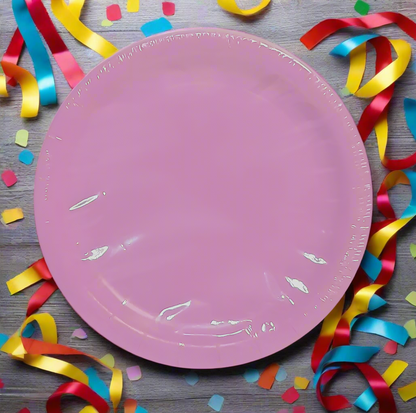 Pink Party Paper Plates, 9 Inch Round, Pack of 24 Disposable Party Plates, Cake Plates, Birthday Party Supplies