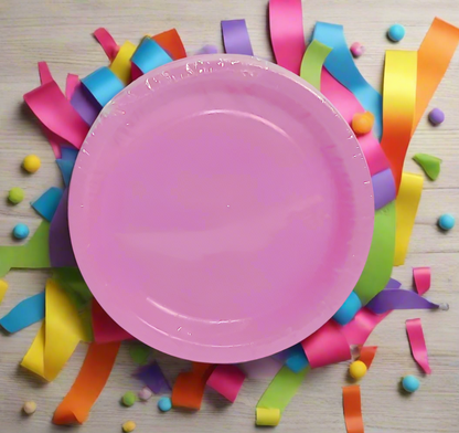 Pink Party Paper Plates, 7 Inch Round, Pack of 30 Disposable Party Plates, Cake Plates, Birthday Party Supplies