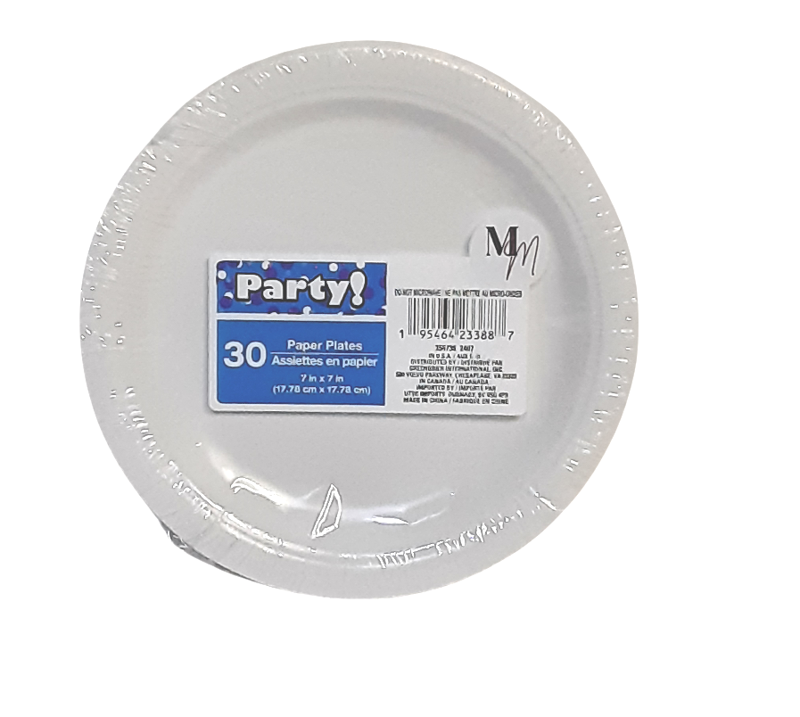 Party Paper Plates, 7 Inch Round, Pack of 30 Disposable Party Plates, Cake Plates, Birthday Party Supplies, Many Colors Available