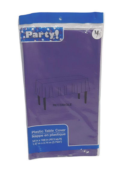 Purple Plastic Tablecloth 54 x 108 Inch, Disposable Table Cloth, Rectangle Party Table Cover