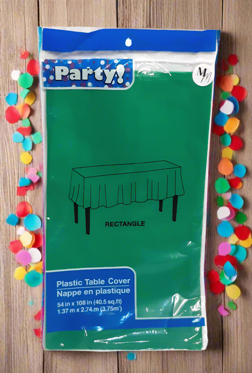 Green Plastic Tablecloth 54 x 108 Inch, Disposable Table Cloth, Rectangle Party Table Cover