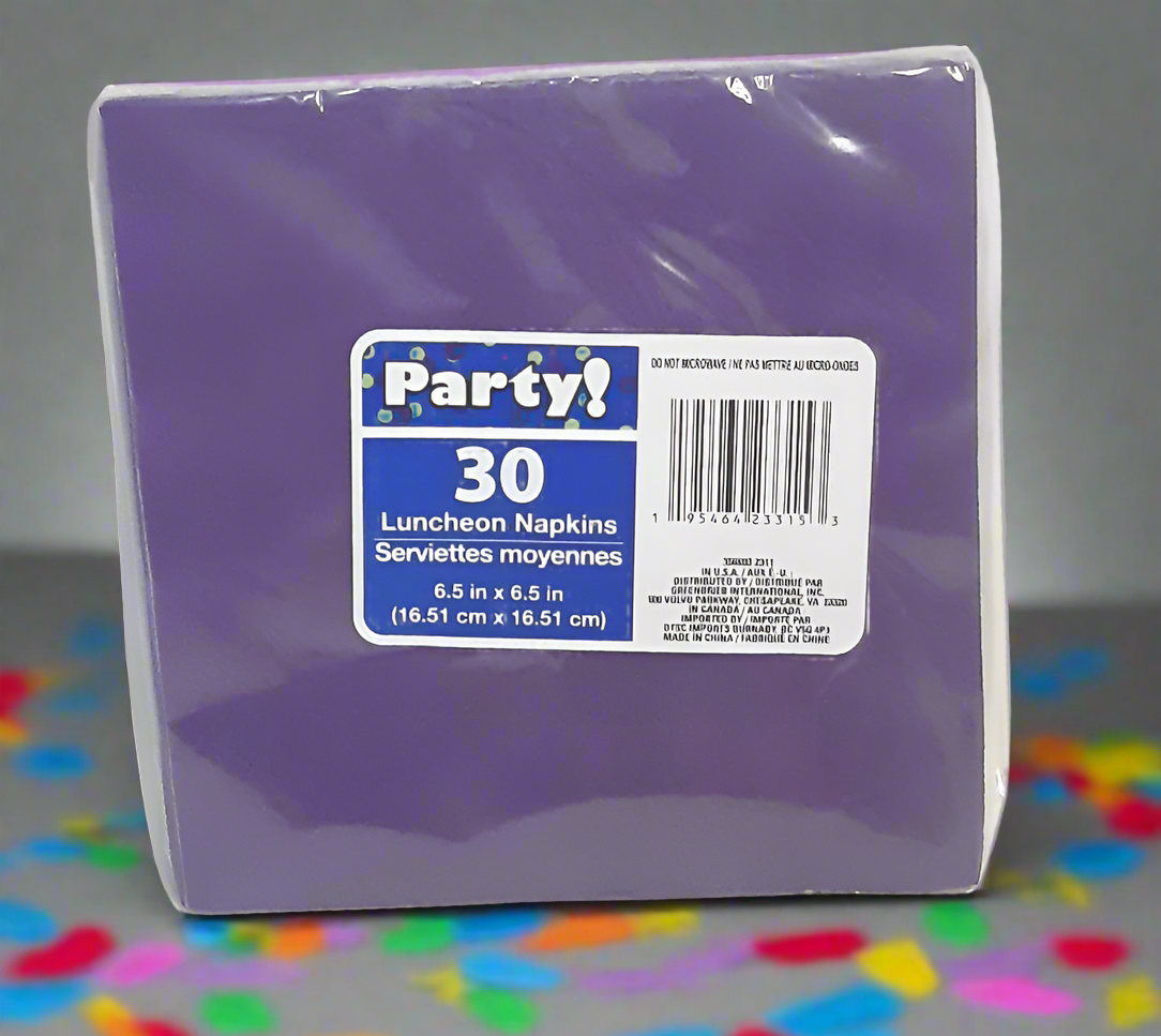 Purple Party Napkins, Large Napkins, Birthday Napkins, Table Napkins, 13 Inches x 13 inches Square