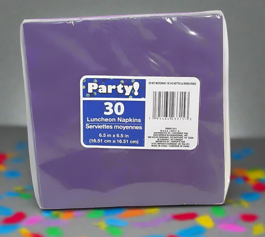 Purple Party Napkins, Large Napkins, Birthday Napkins, Table Napkins, 13 Inches x 13 inches Square