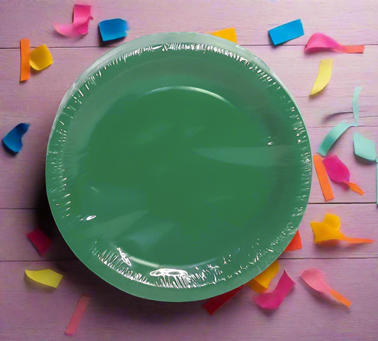 Green Party Paper Plates, 7 Inch Round, Pack of 30 Disposable Party Plates, Cake Plates, Birthday Party Supplies