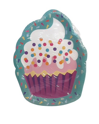 Cupcake Accent Paper Plates, 9 Inch, Pack of 10 Disposable Party Plates, Cake Plates, Birthday Party Supplies