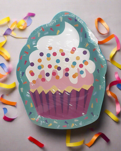 Cupcake Accent Paper Plates, 9 Inch, Pack of 10 Disposable Party Plates, Cake Plates, Birthday Party Supplies