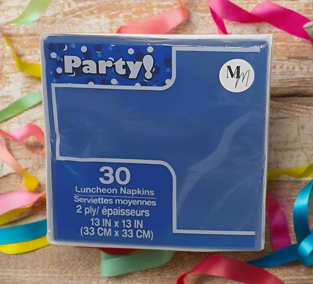 Blue Party Napkins, Large Napkins, Birthday Napkins, Table Napkins, 13 Inches x 13 inches Square