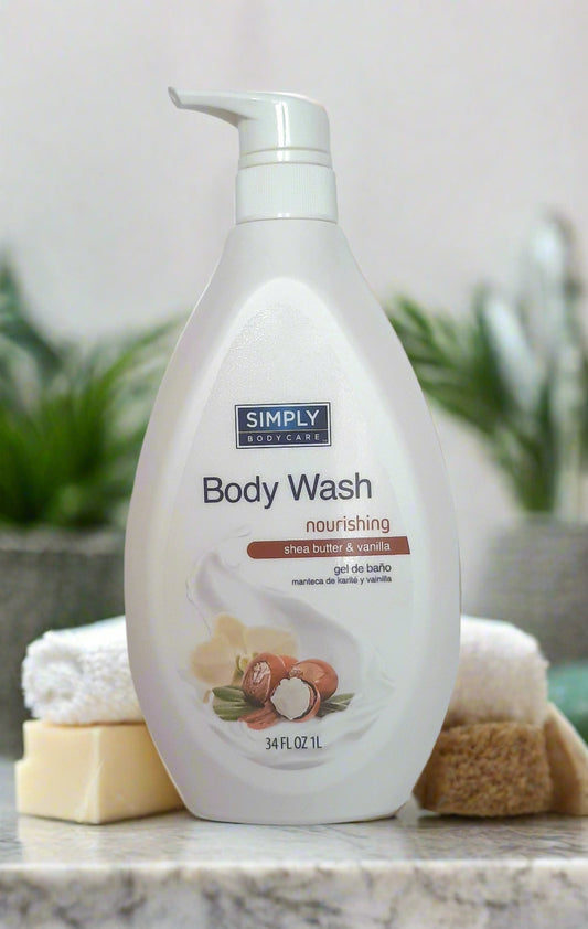 Simply Body Care Natural Body Wash for Men & Women, Liquid Bath Soap, Daily Use, Large Bottle 34oz