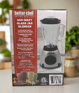 Blender with Glass Jar, 5 Speed and Pulse Control, 500 Watt, 48oz. ( 6 Cup ) Capacity, Easy to Clean