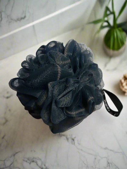 Bath Sponge Pouf in Slate Blue, Body Scrubber, Men and Women Scrubber, Bathing Accessories, Nylon Pouf