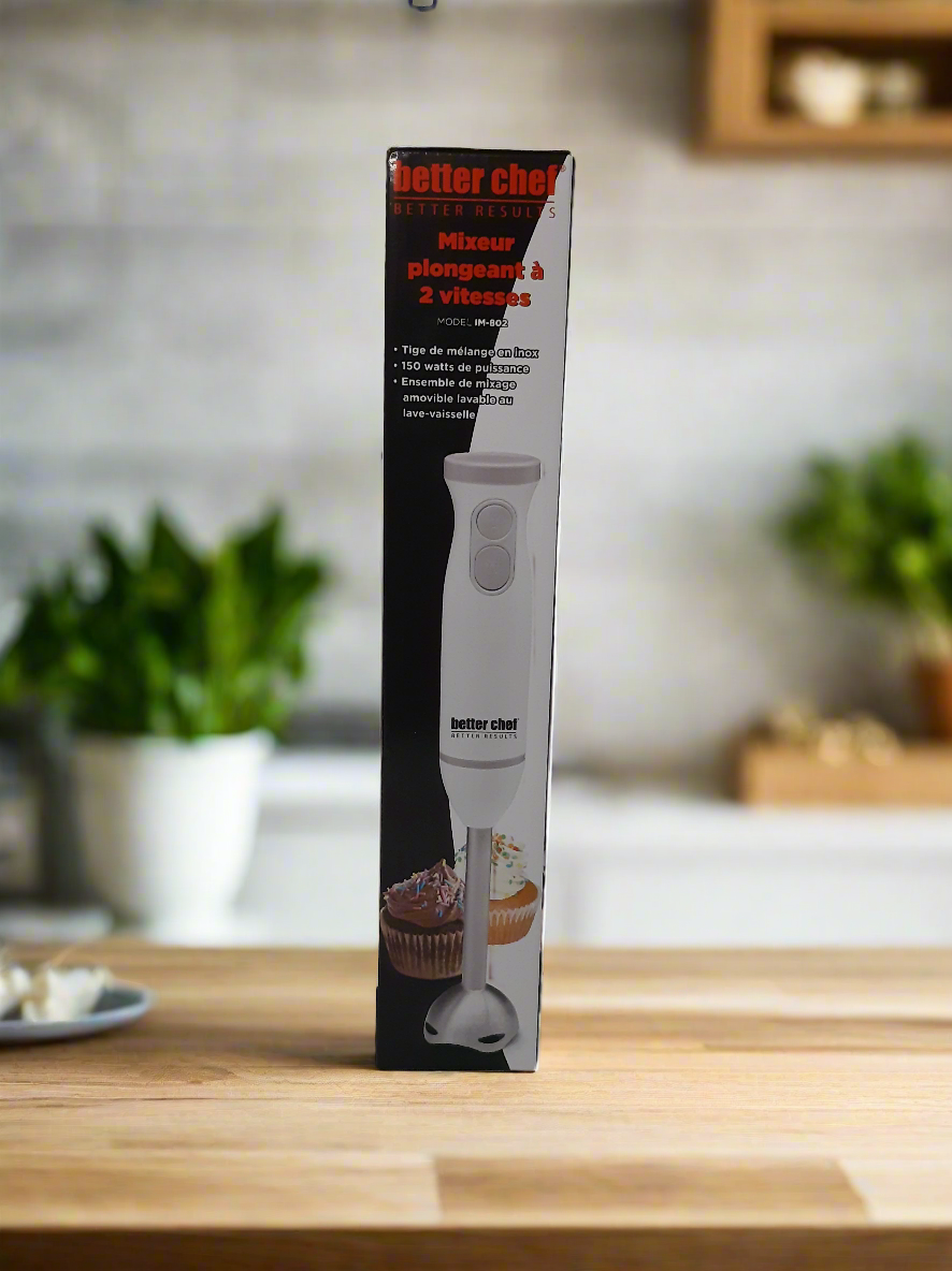 Better Chef 2-Speed 150-Watt Immersion Hand Blender, White and Grey