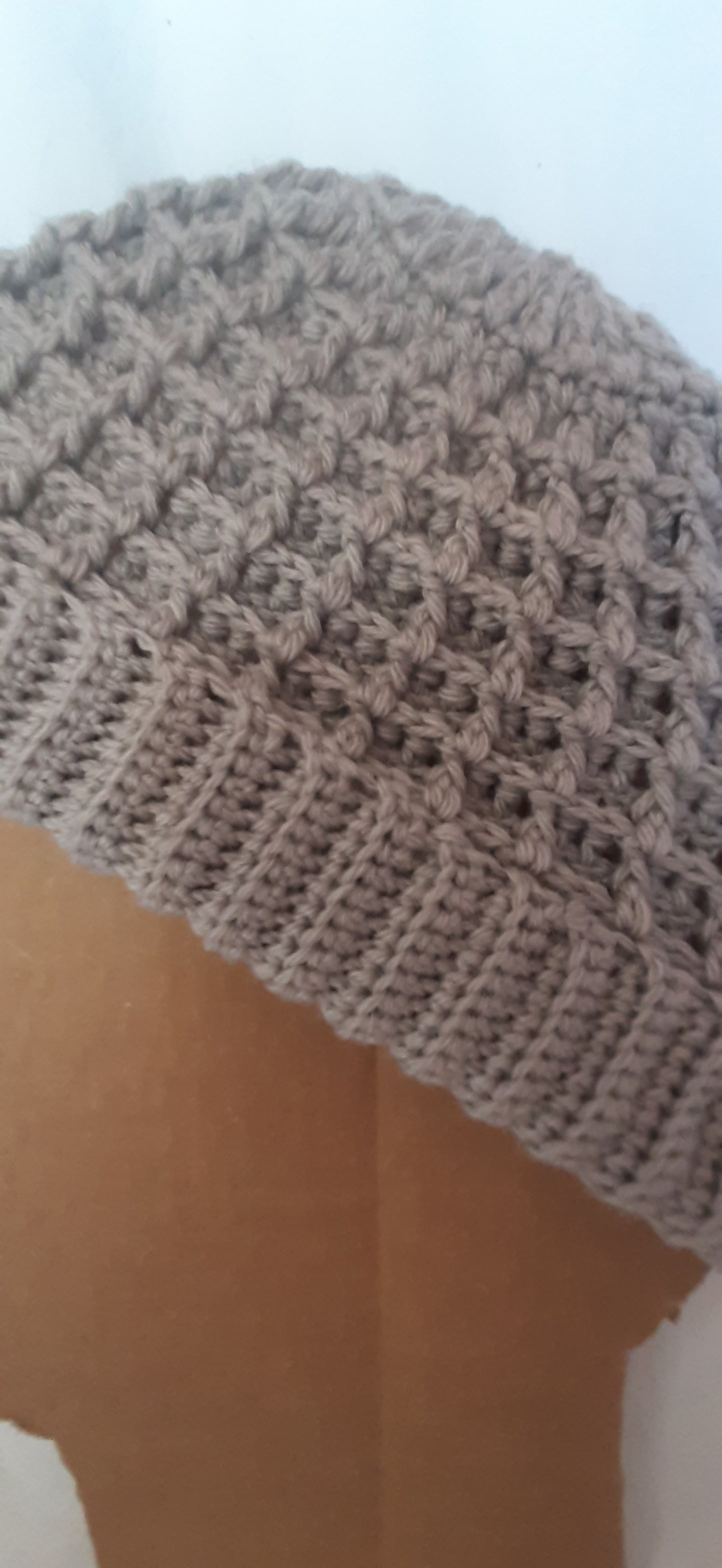 Handmade Crochet Hat for Men or Woman, Unisex Textured Crochet Hat in Light Grey