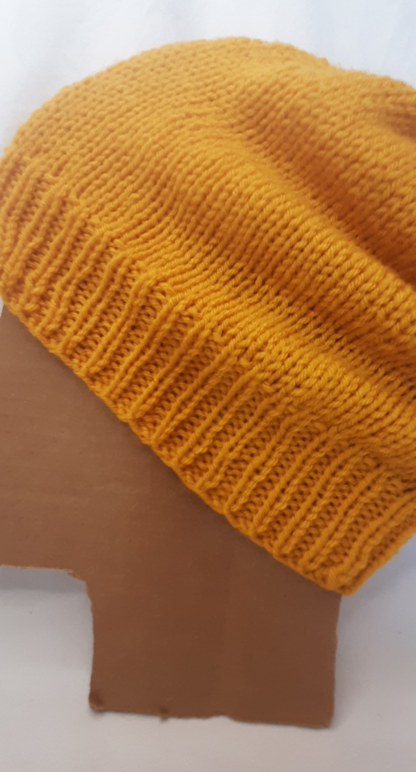 Slouchy Handmade Knit Hat, Mustard Yellow Hat, Unisex, Womans Hat, Mens Hat