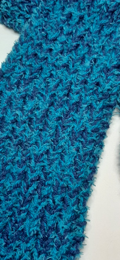 Handmade Knit Scarf and Hat set in Blue, Unisex Scarf and Hat Set