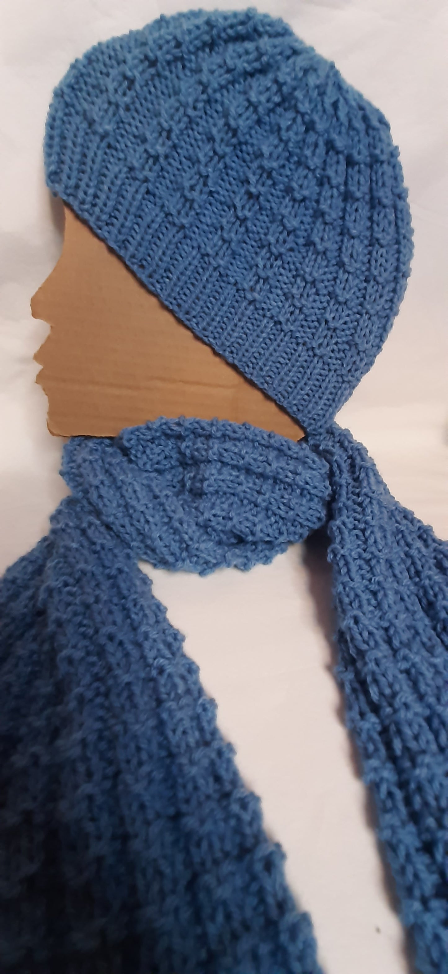 Handmade Knit Scarf and Hat set in Daffodil Blue, Unisex