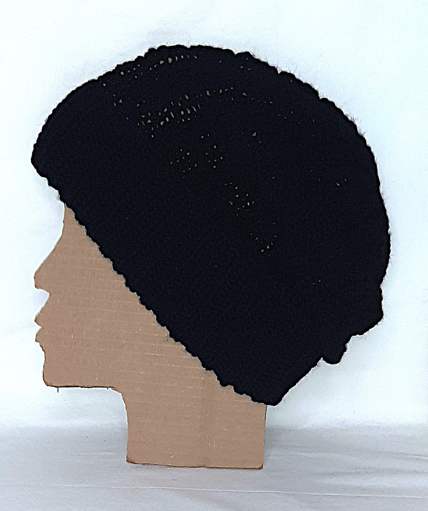 Handmade Knitted Slouchy Hat with Twists Design, Black
