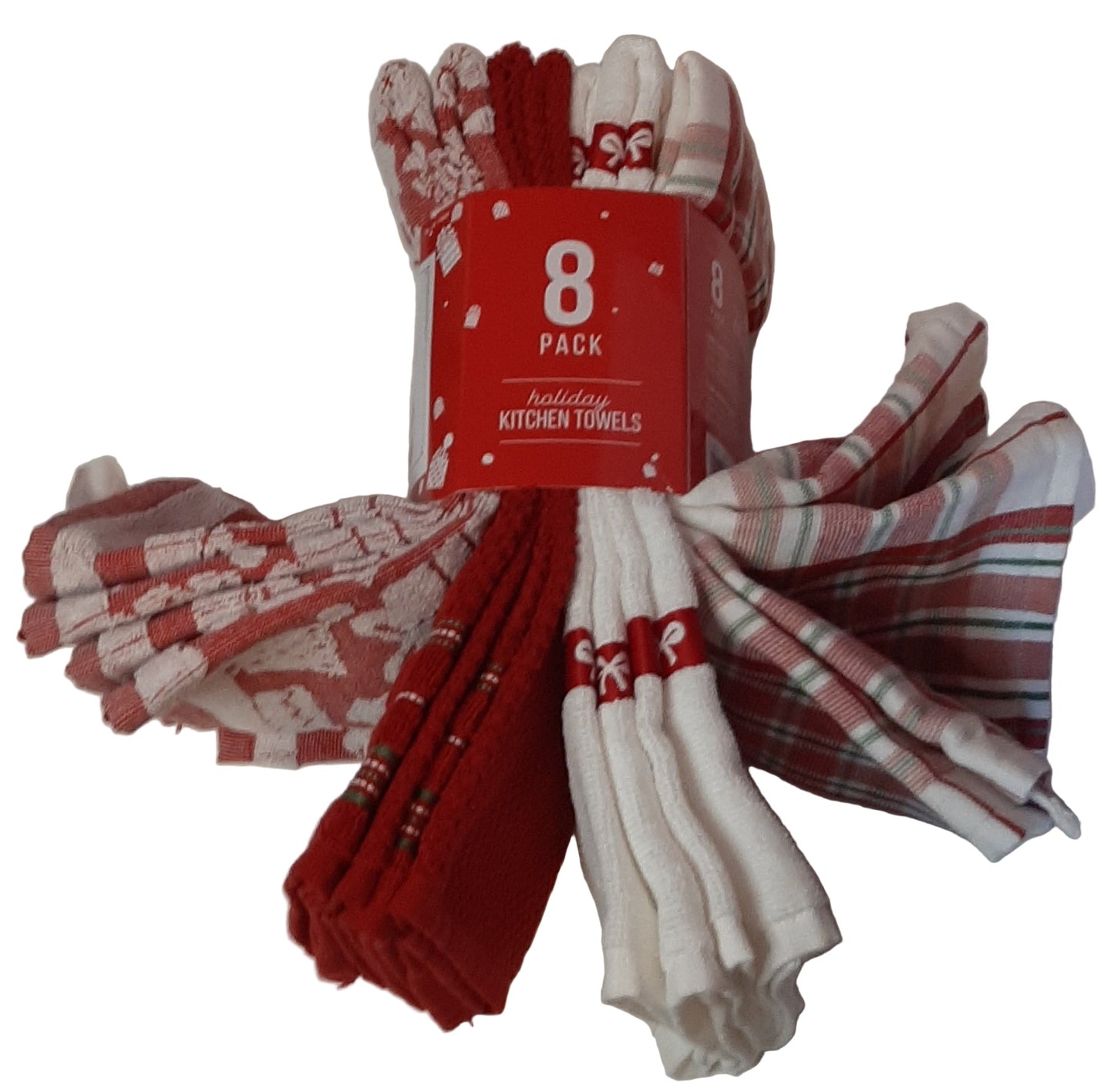 Holiday Kitchen Towel Set – Red & White (8-Piece Premium Collection)
