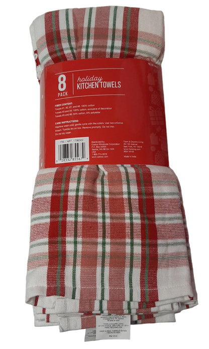 Holiday Kitchen Towel Set – Red & White (8-Piece Premium Collection)